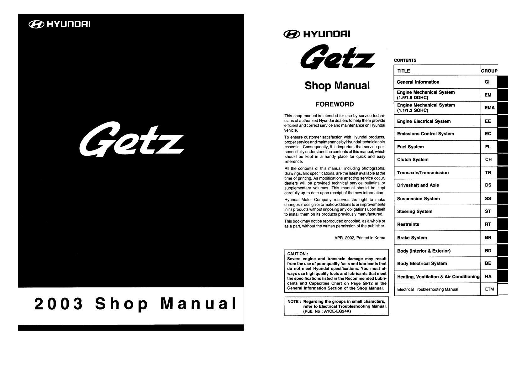hyundai getz 2003 workshop manual