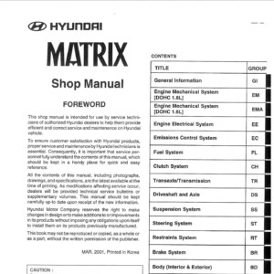 hyundai matrix 2001 workshop manual