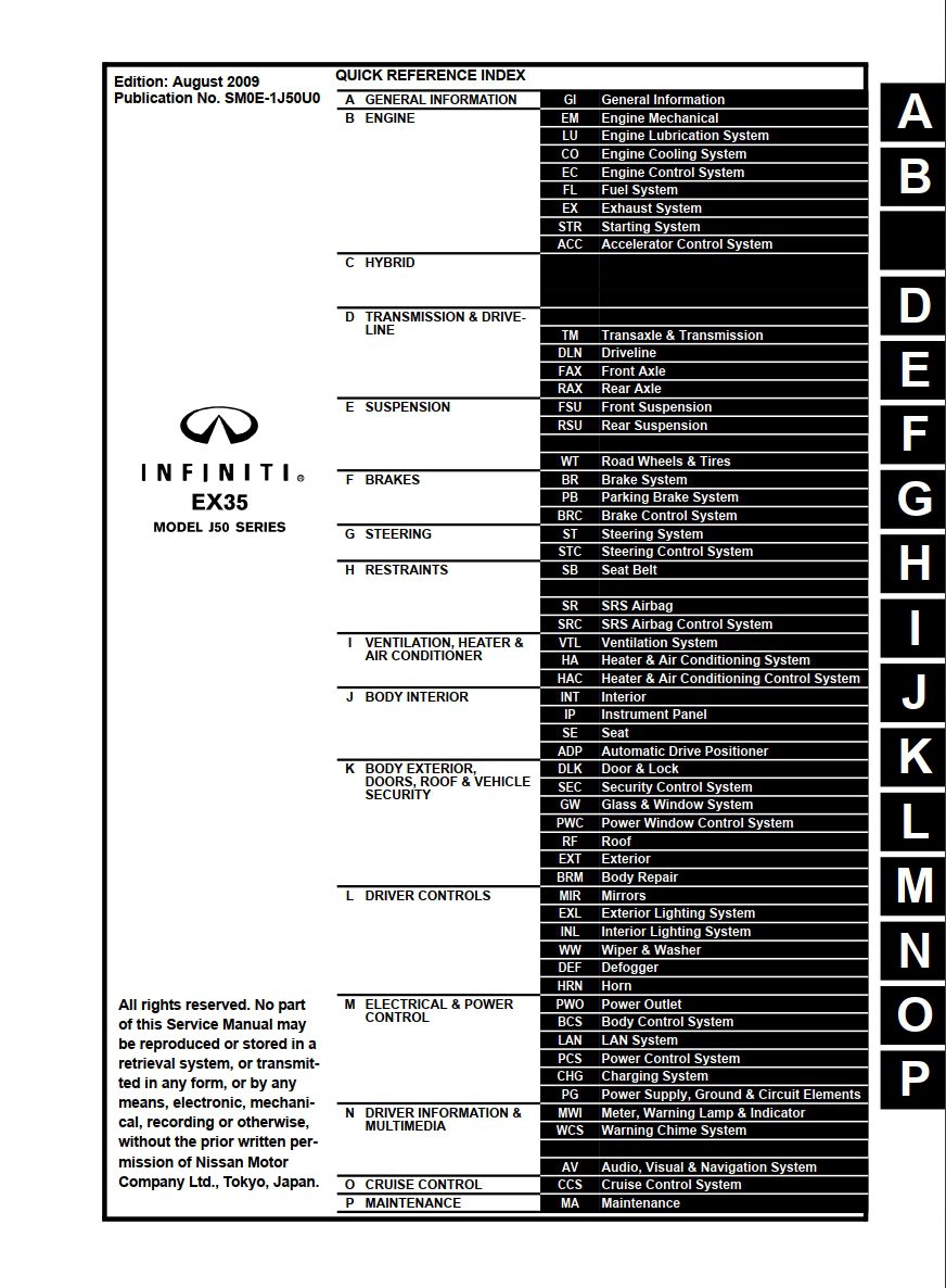 infiniti ex35 2010 workshop manual