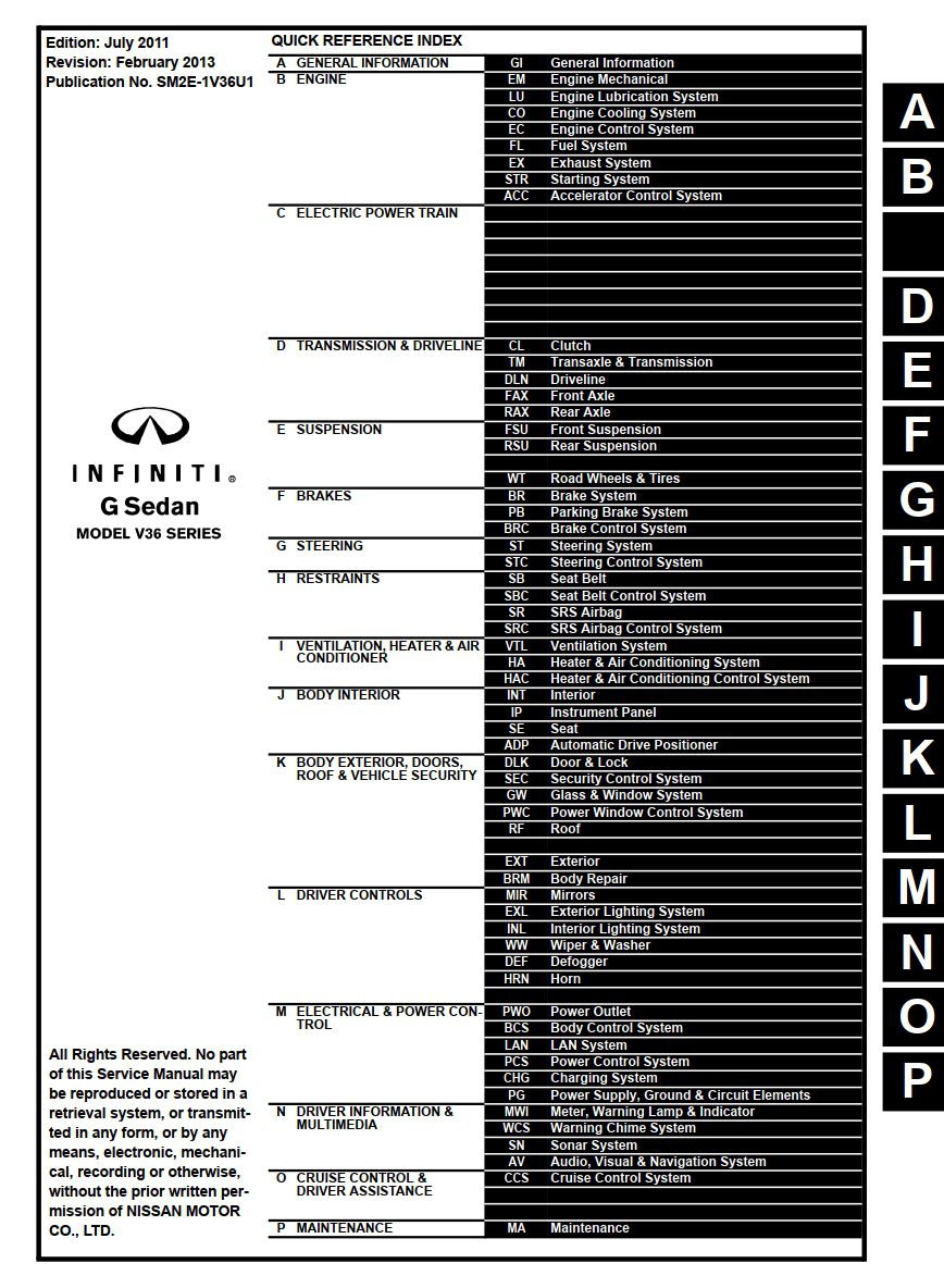 infiniti g37 sedan 2012 workshop manual