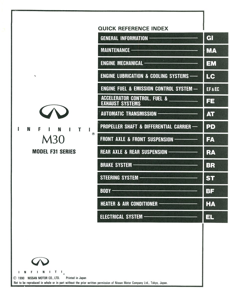 infiniti m30 1991 workshop manual