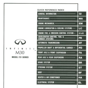 infiniti m30 1992 workshop manual