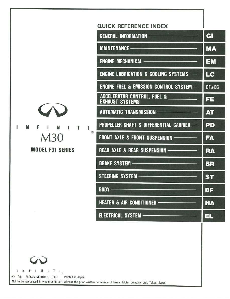 infiniti m30 1992 workshop manual