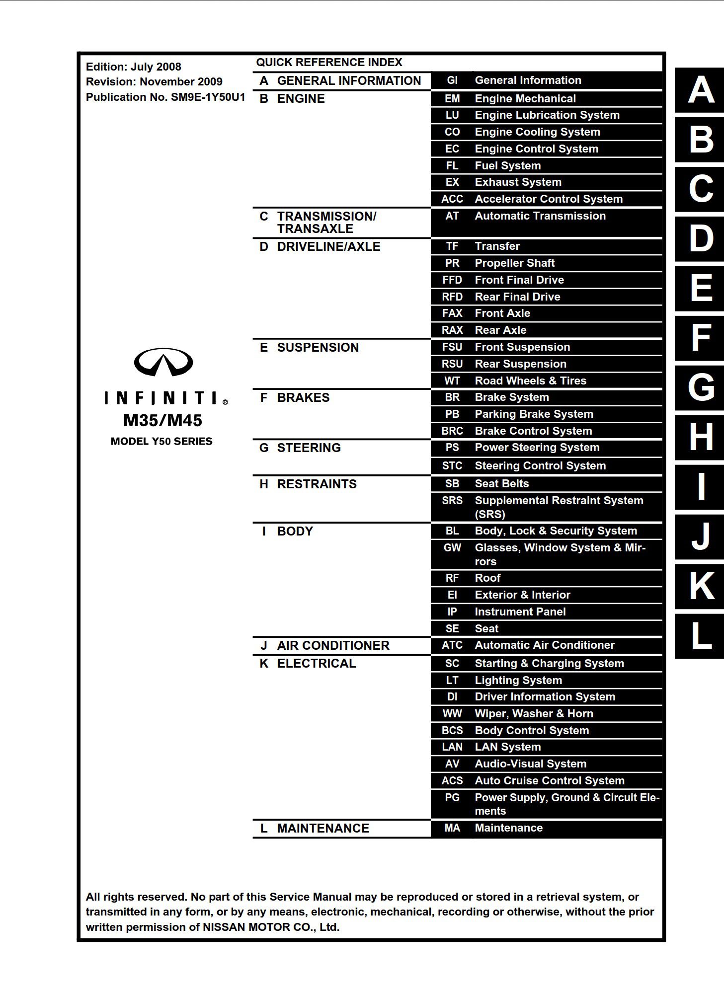infiniti m35 2009 workshop manual