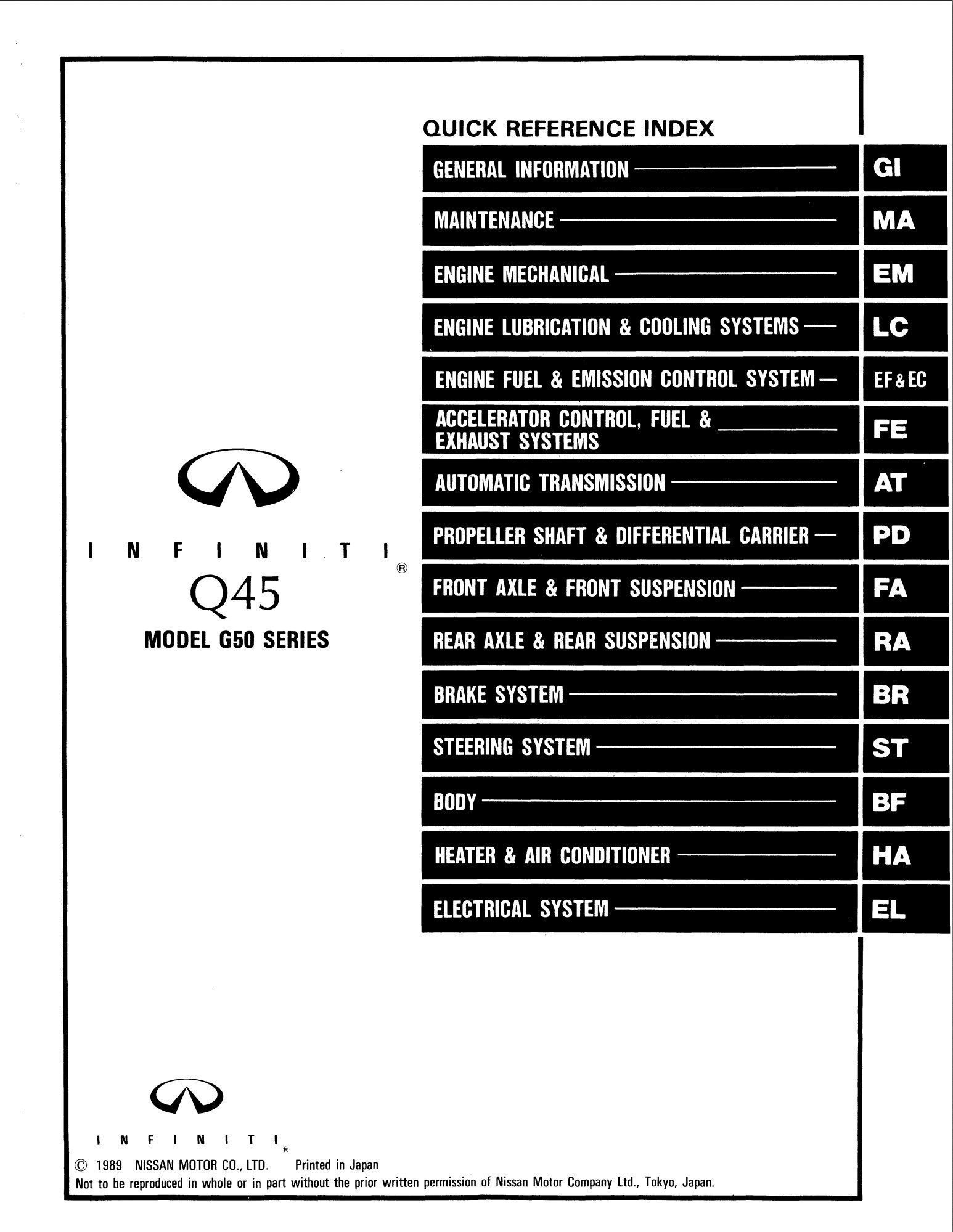 infiniti q45 1991 workshop manual