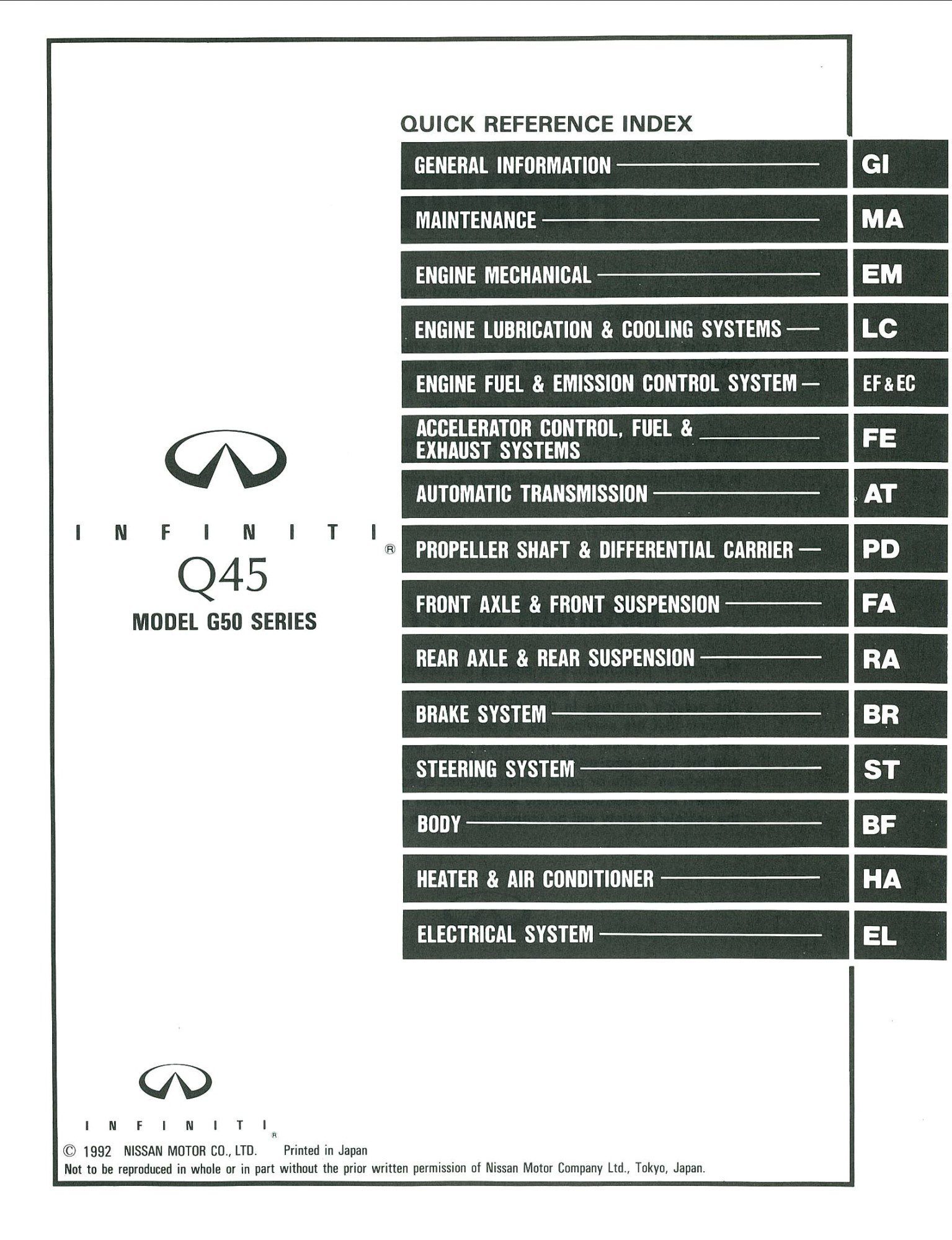 infiniti q45 1993 workshop manual