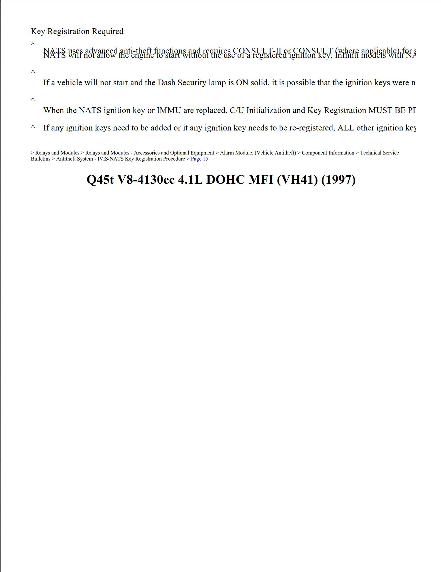 infiniti q45 1997 v8 4.1l dohc workshop manual