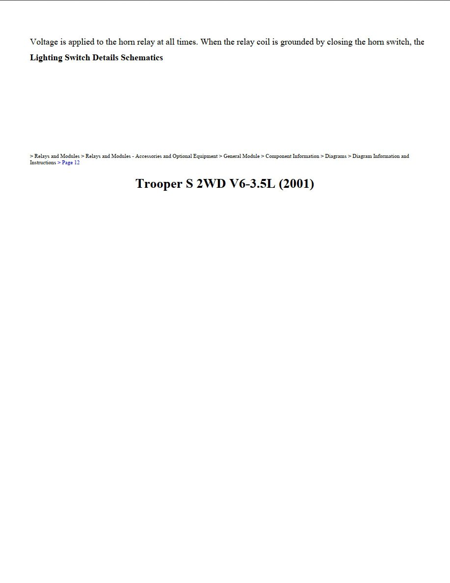 isuzu trooper 2001 2wd 3.5l workshop manual