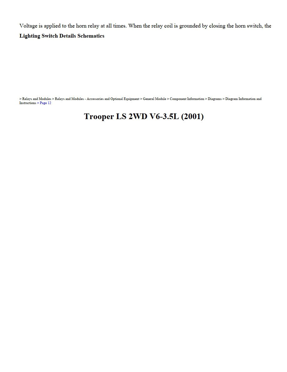 isuzu trooper 2001 ls 2wd v6 3.5l workshop manual