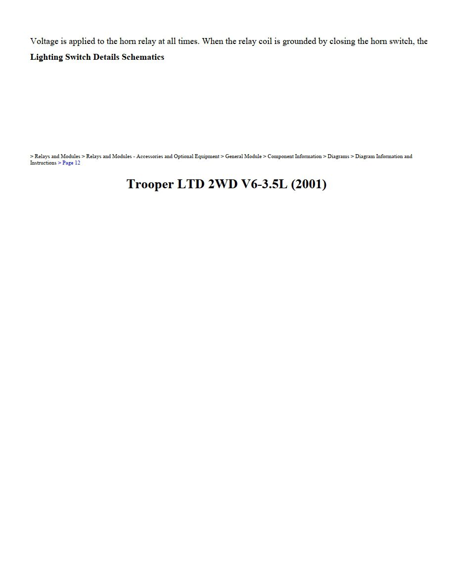 isuzu trooper 2001 ltd 2wd v6 3.5l workshop manual