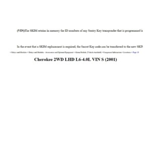 jeep cherokee 2001 2wd 4.0l workshop manual
