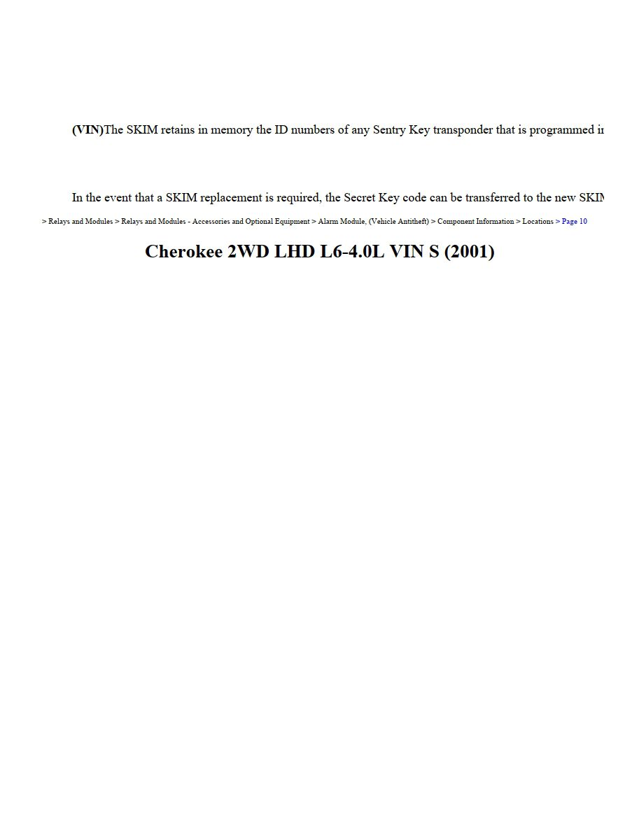 jeep cherokee 2001 2wd 4.0l workshop manual