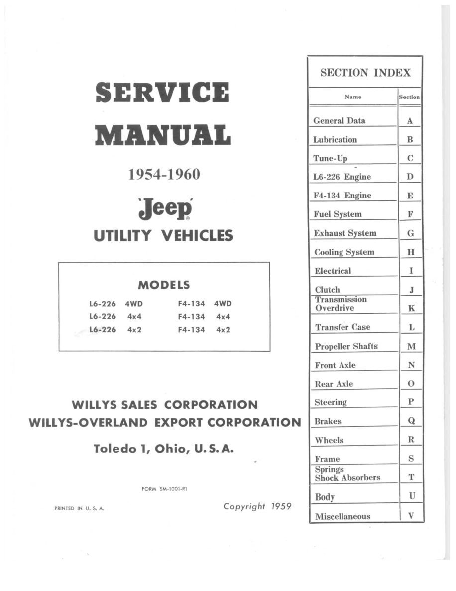 jeep willys 1954 1960 workshop manual