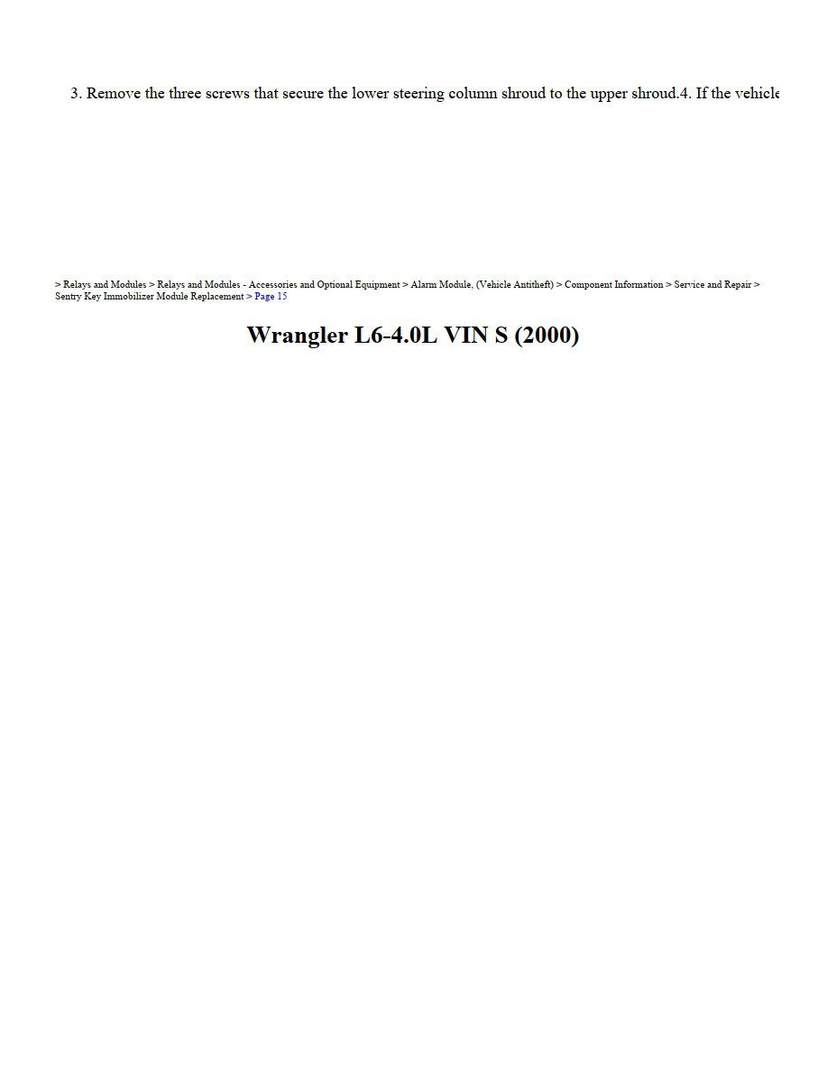 jeep wrangler 2000 4.0l workshop manual