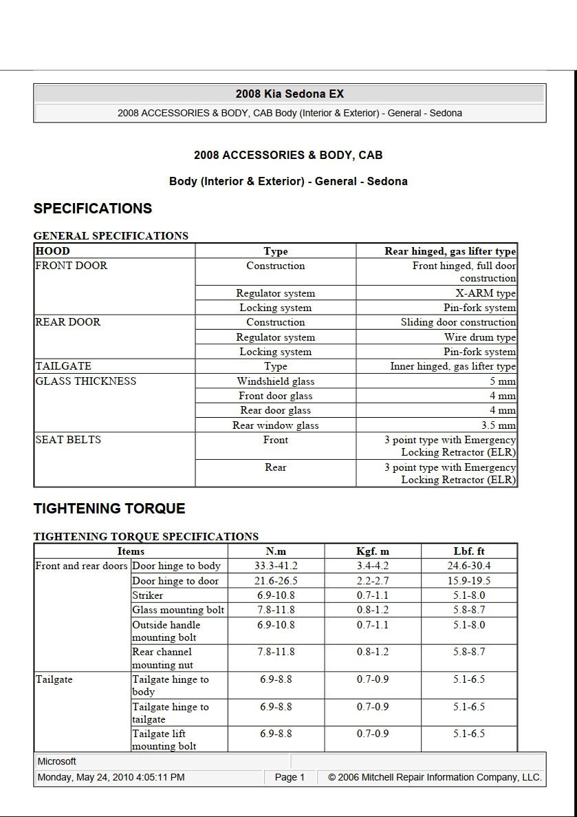 kia carnival 2008 workshop manual