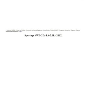 kia sportage 2002 4wd 2d 2.0l workshop manual