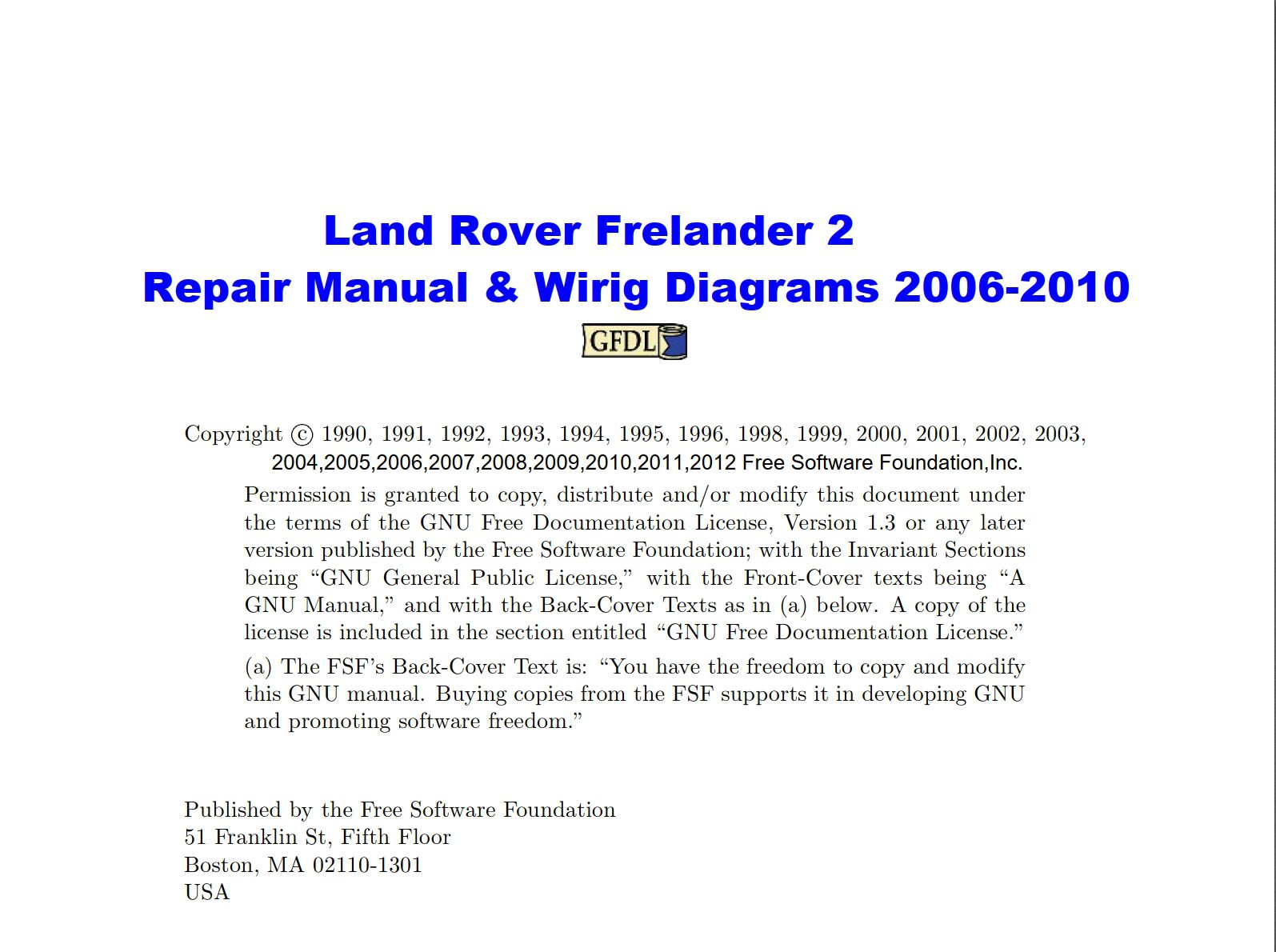 land rover freelander 2008 repair manual
