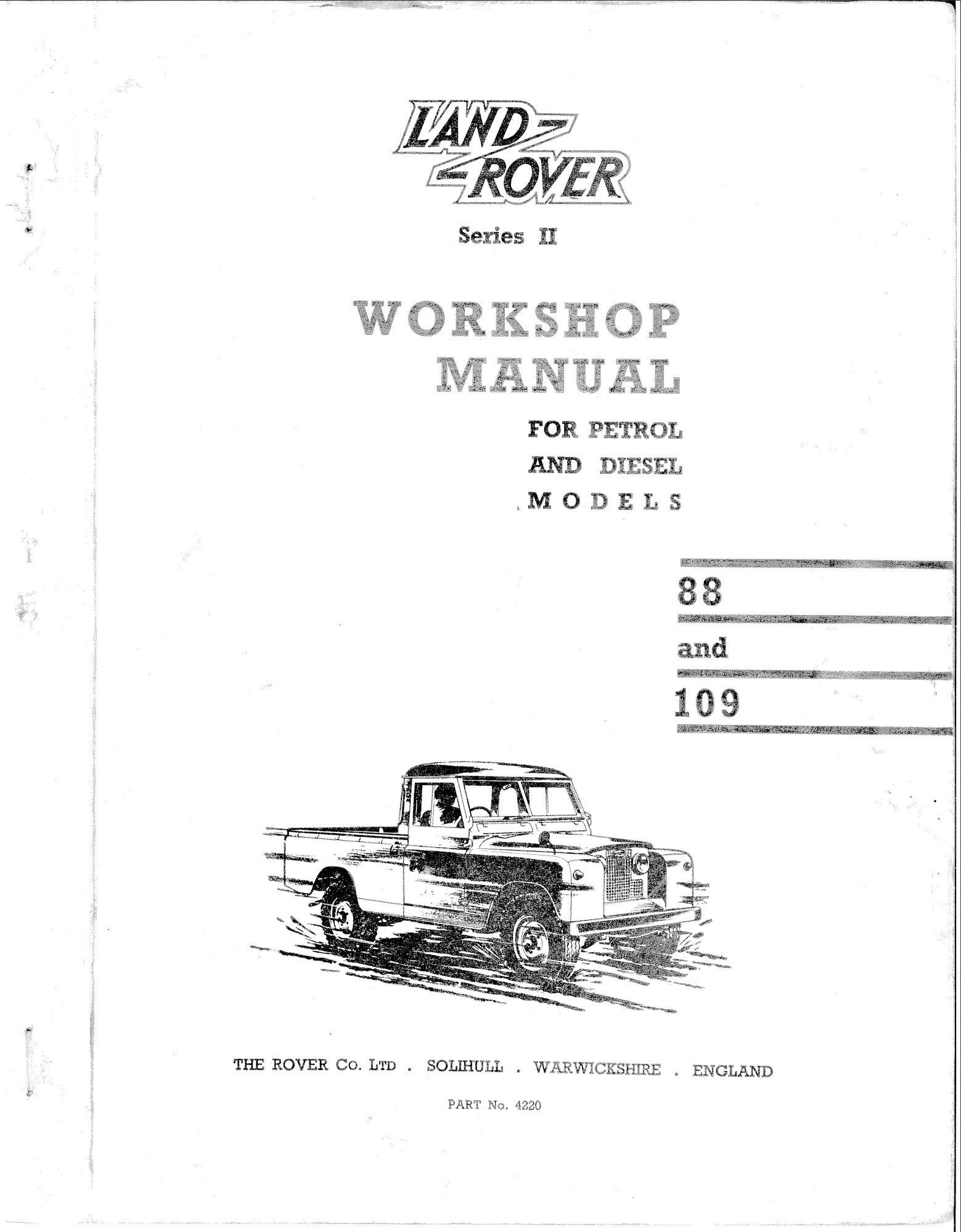 land rover series ii 1961 workshop manual