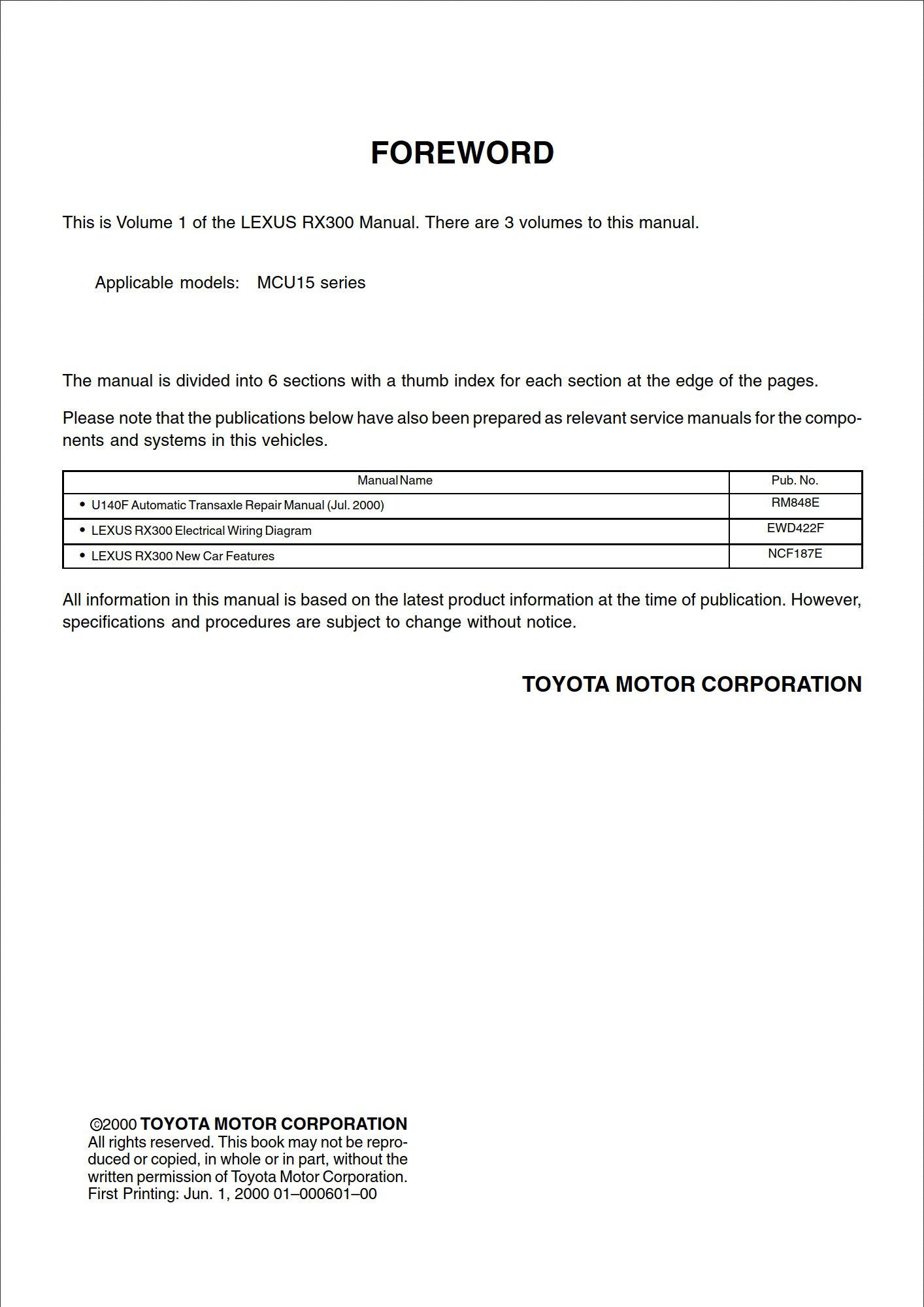 lexus rx300 2000 workshop manual