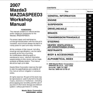 mazda 3 2007 workshop manual