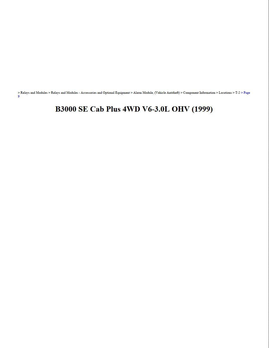 mazda b series 1999 b3000 se cab plus 4wd 3.0l workshop manual