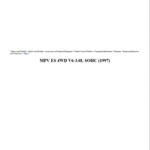 mazda mpv 1997 4wd v6 3.0l sohc workshop manual