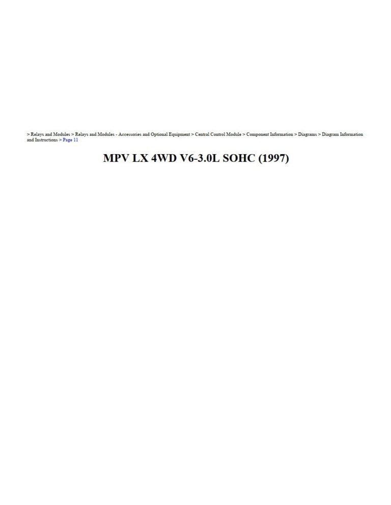 PDF ONLINE - Mazda MPV 1997 LX 4WD V6 3.0L SOHC Workshop Manual - DIY ...