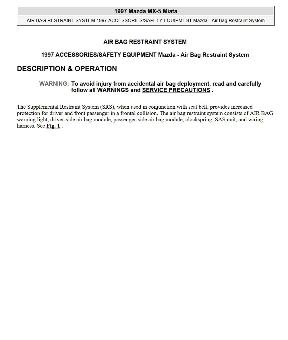 mazda mx 5 1997 workshop manual