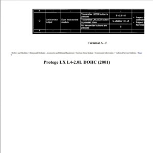 mazda protege 2001 2.0l dohc workshop manual