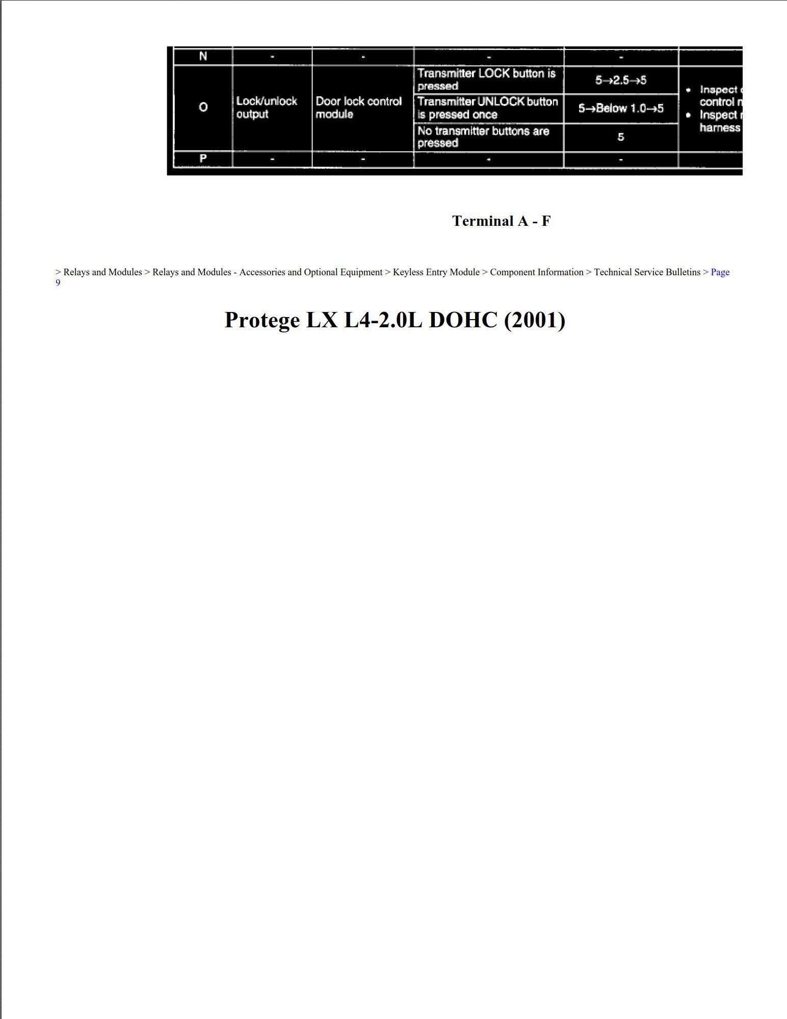 mazda protege 2001 2.0l dohc workshop manual