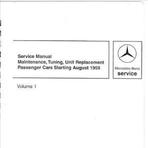 mercedes 220 1959 1967 workshop manual volume i