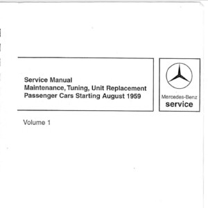 mercedes 300 1959 1967 workshop manual volume i