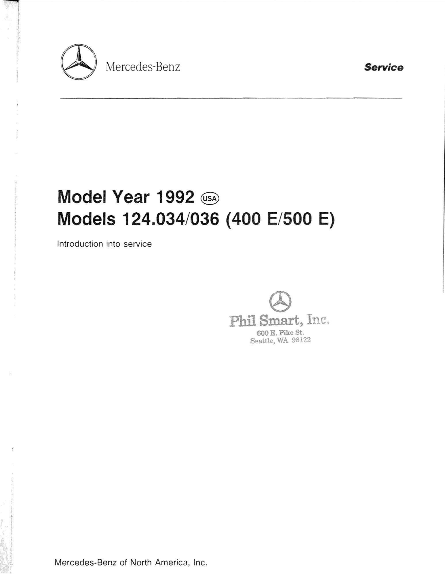 mercedes 400e 1992 benz manual