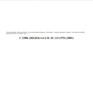 mercedes c 230 2001 2.3l workshop manual