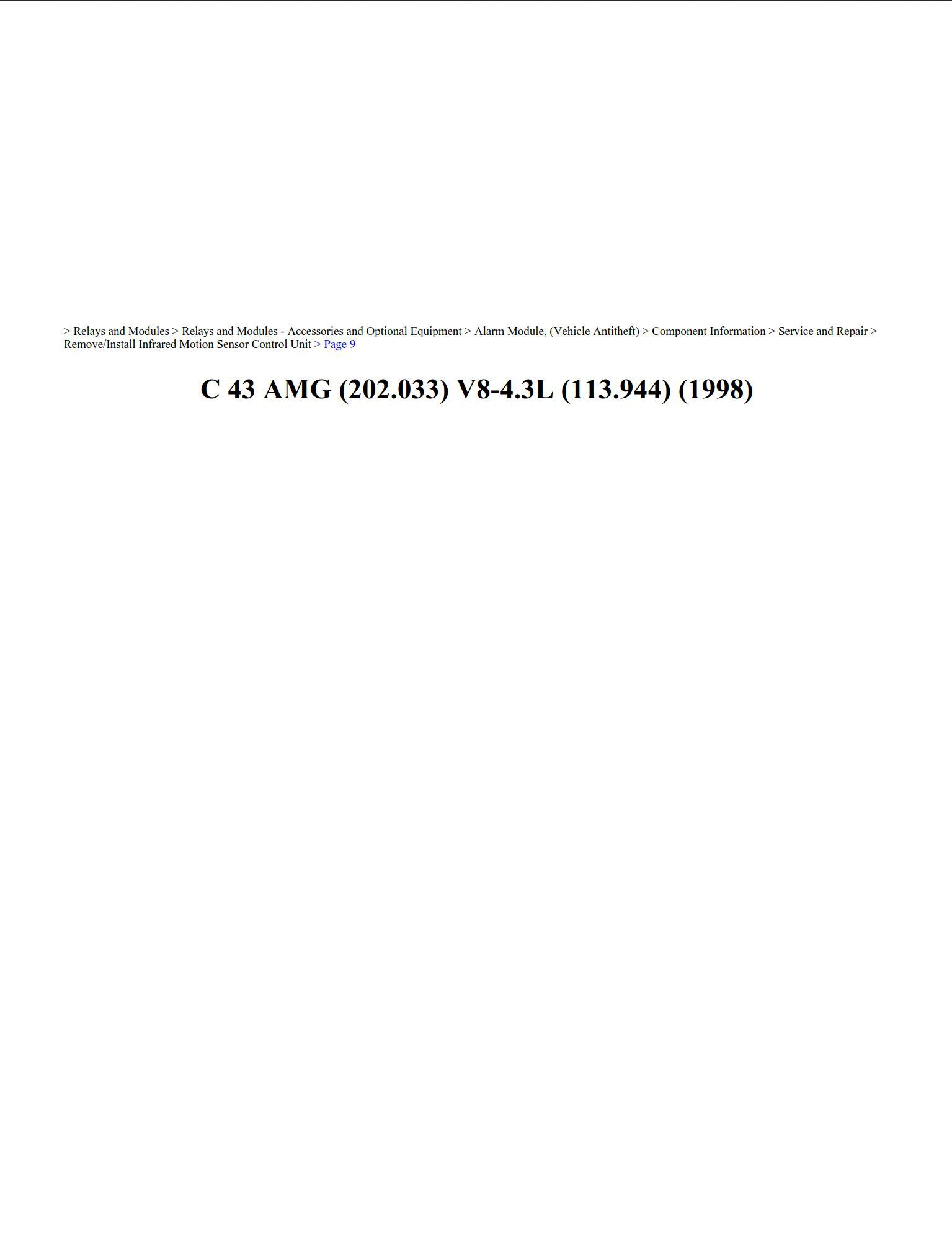 mercedes c 43 amg 1998 4.3l workshop manual