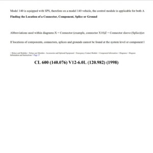 mercedes cl 600 1998 6.0l workshop manual