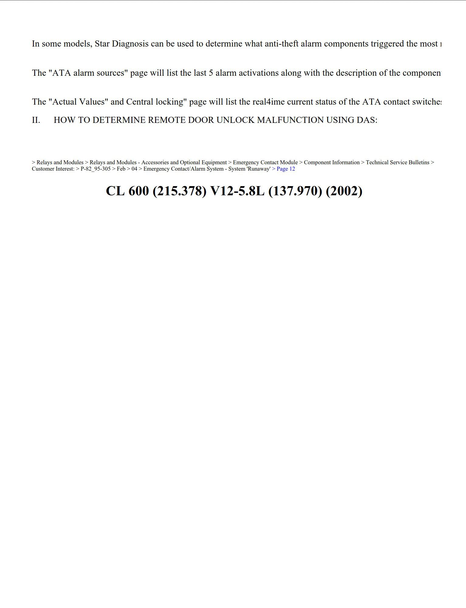 mercedes cl 600 2002 v12 5.8l workshop manual
