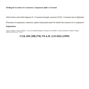 mercedes clk 430 1999 4.3l workshop manual