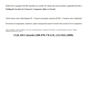 mercedes clk 430 2000 v8 4.3l workshop manual
