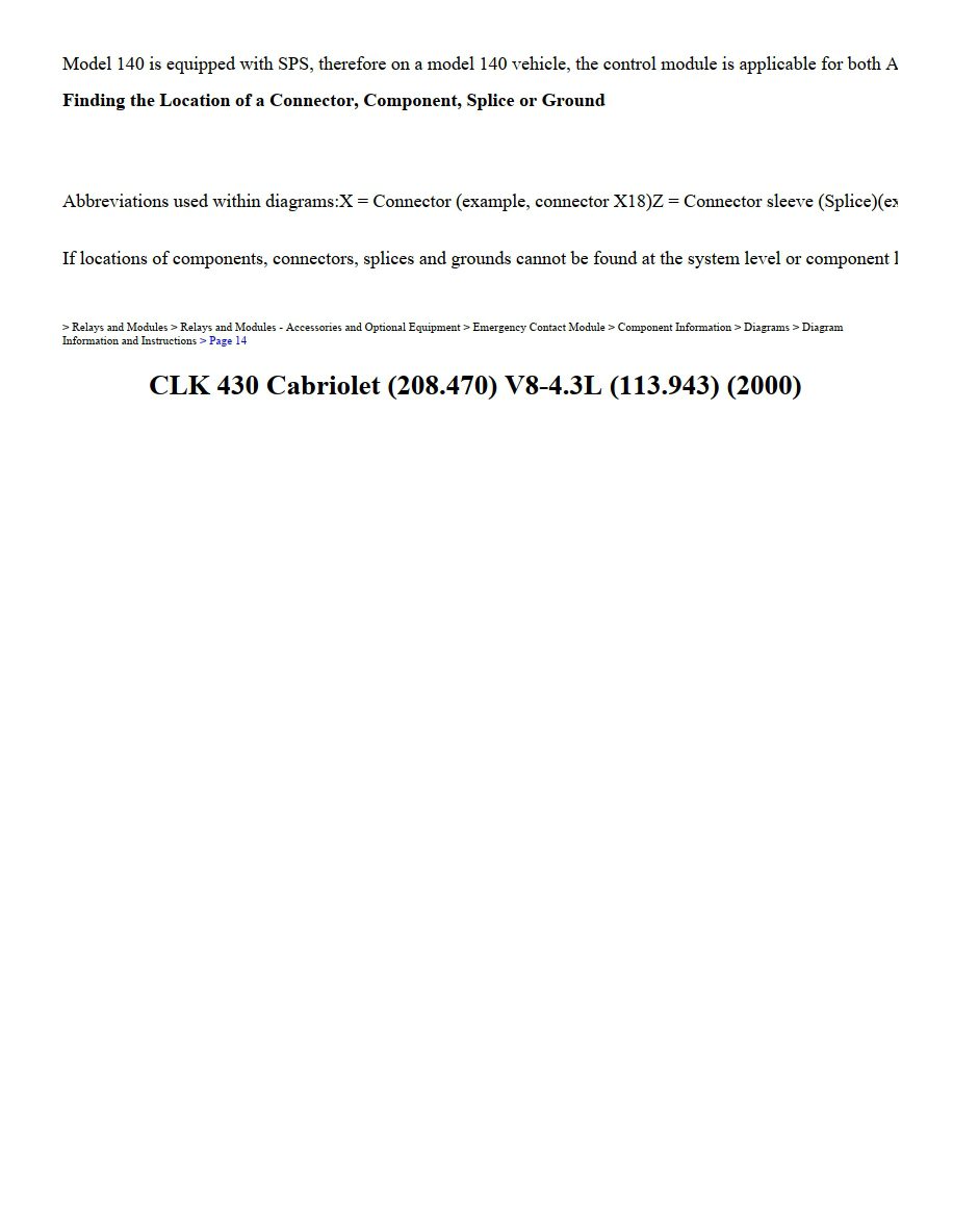 mercedes clk 430 2000 v8 4.3l workshop manual