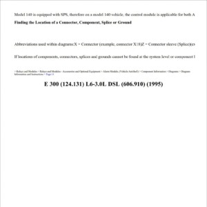 mercedes e 300 1995 3.0l dsl workshop manual