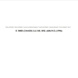 mercedes e 300 1996 3.0l d workshop manual