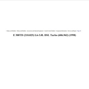 mercedes e 300 1998 td 3.0l dsl turbo workshop manual