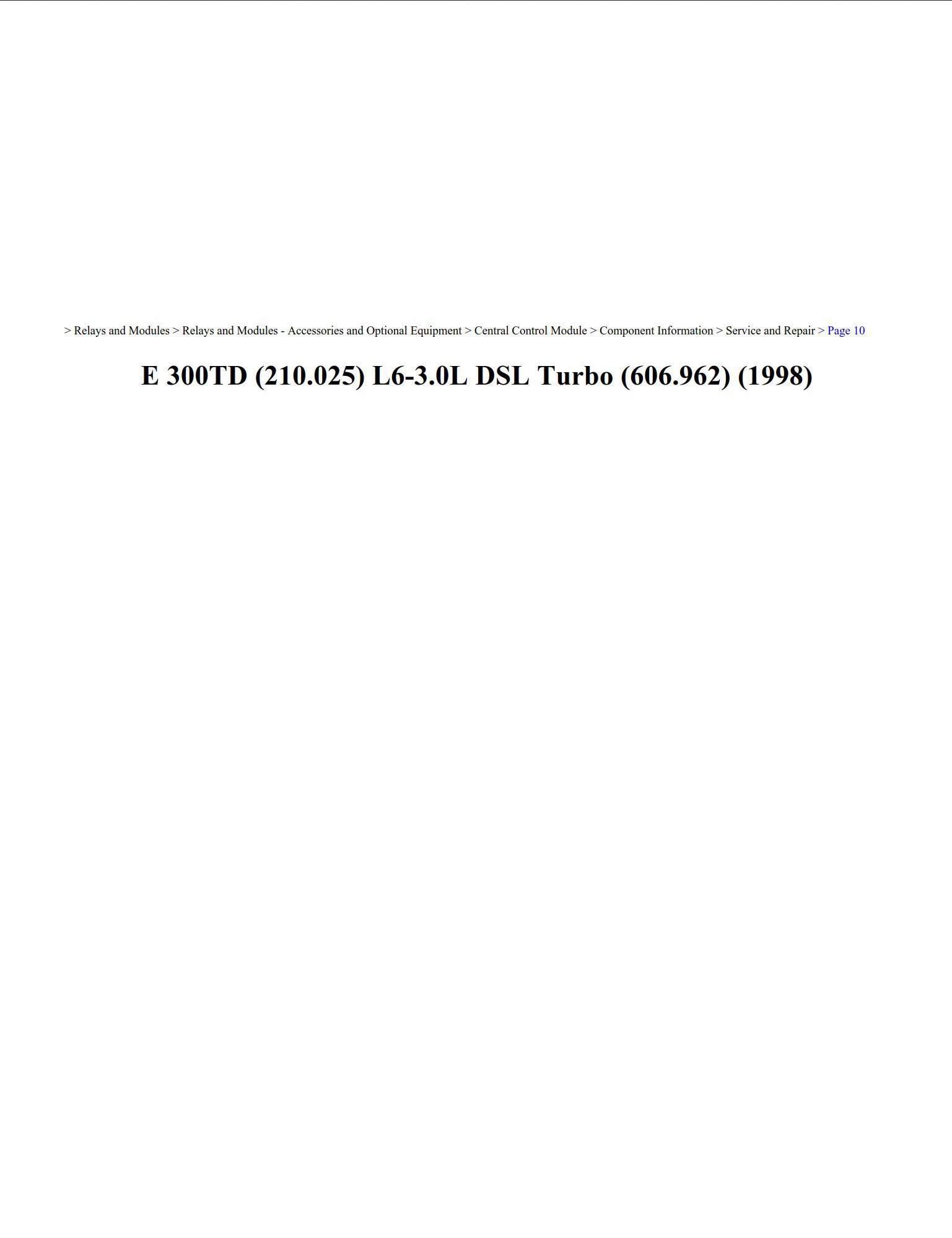 mercedes e 300 1998 td 3.0l dsl turbo workshop manual