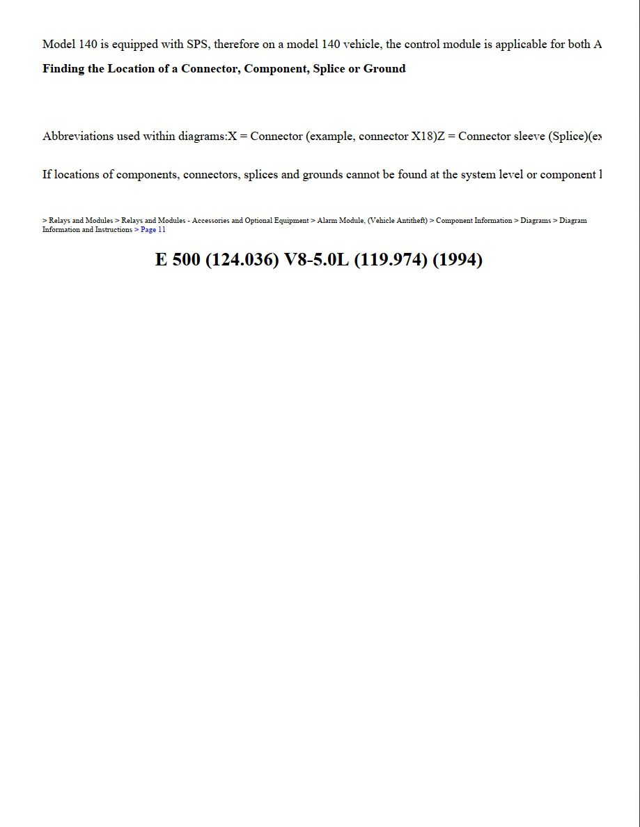 mercedes e 500 1994 5.0l workshop manual