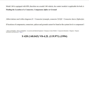 mercedes s 420 1994 v8 4.2l workshop manual