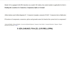 mercedes s 420 1996 4.2l workshop manual