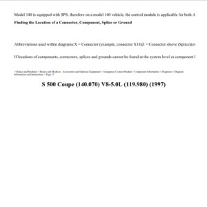 mercedes s 500 1997 coupe v8 5.0l workshop manual