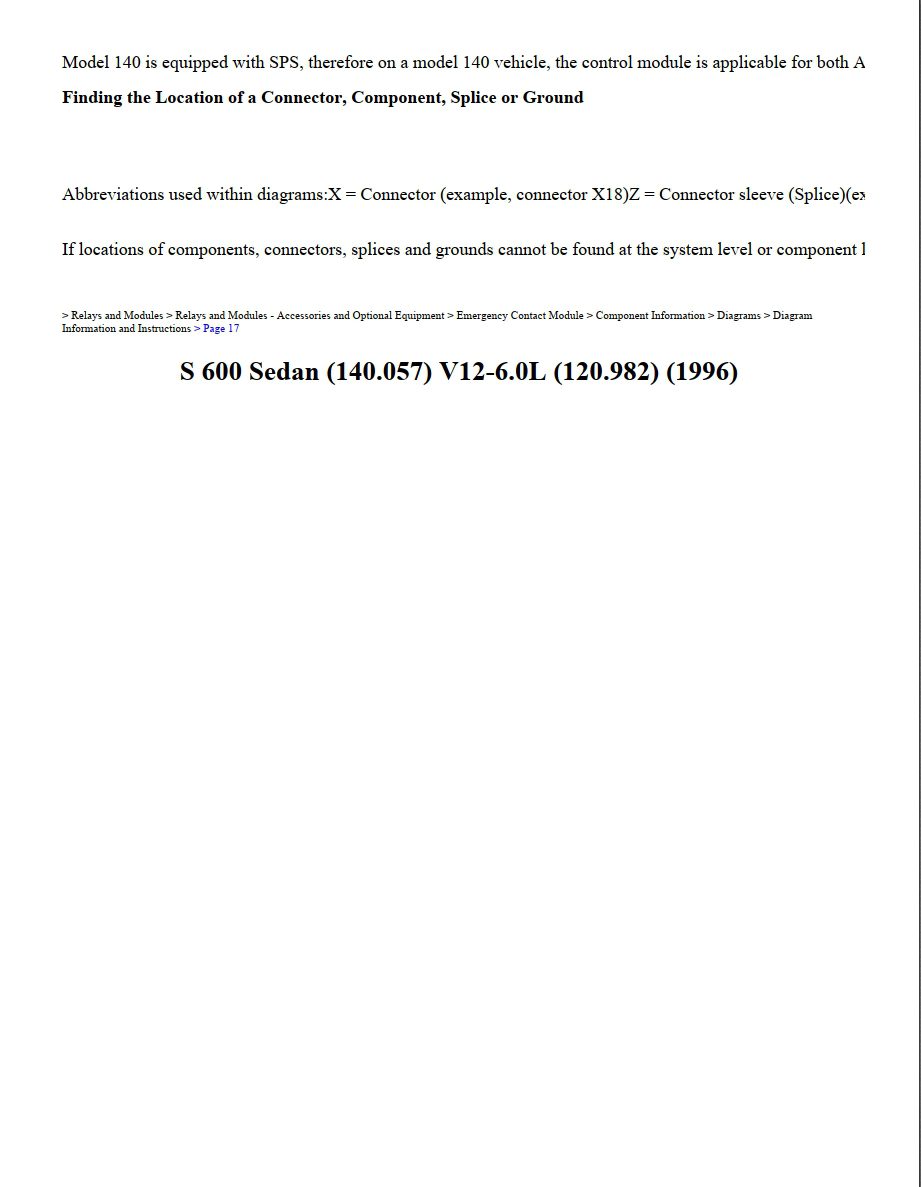mercedes s 600 1996 sedan v12 6.0l workshop manual