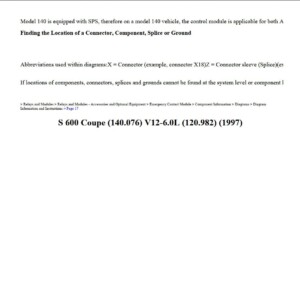 mercedes s 600 1997 6.0l workshop manual